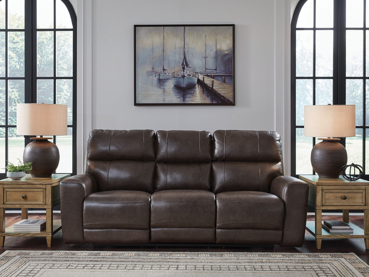 Crossplex - Smoke - Power Recline Sofa With Adjustable Headrest