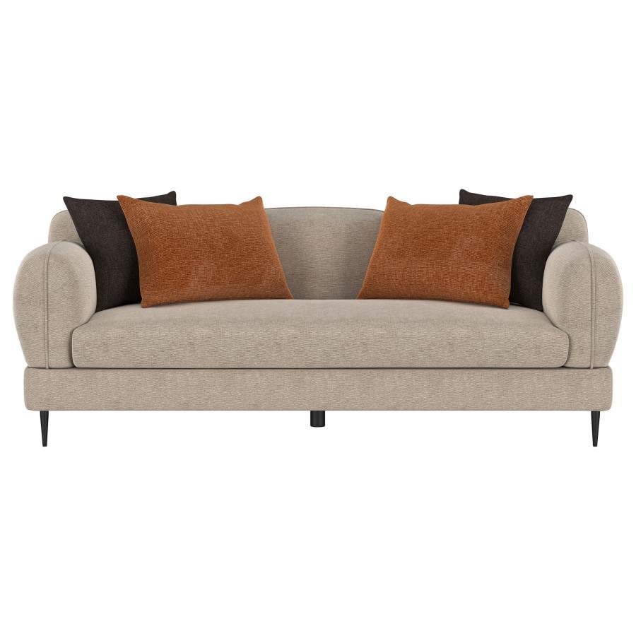 Jade - Chenille Upholstered Sculpted Track Arm Sofa - Latte