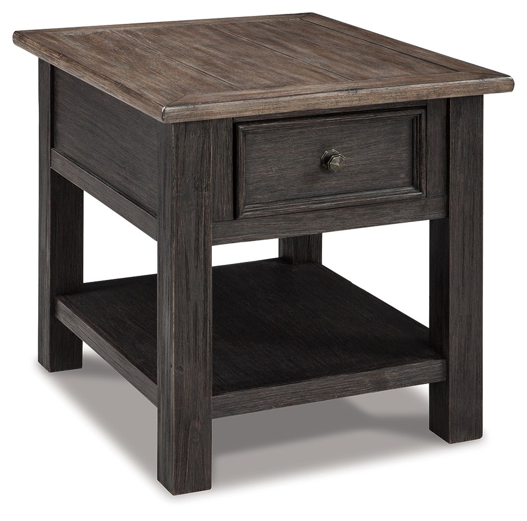 Tyler Creek - Grayish Brown / Black - Rectangular End Table