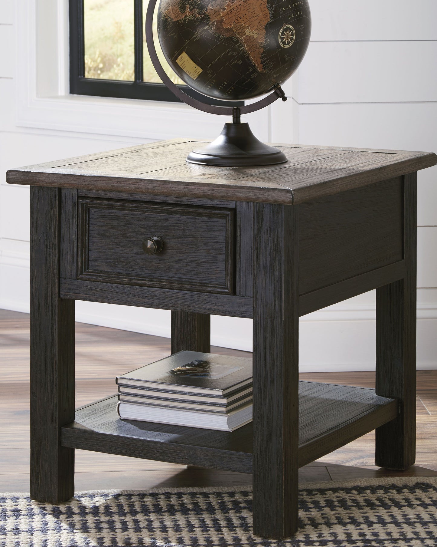 Tyler Creek - Grayish Brown / Black - Rectangular End Table