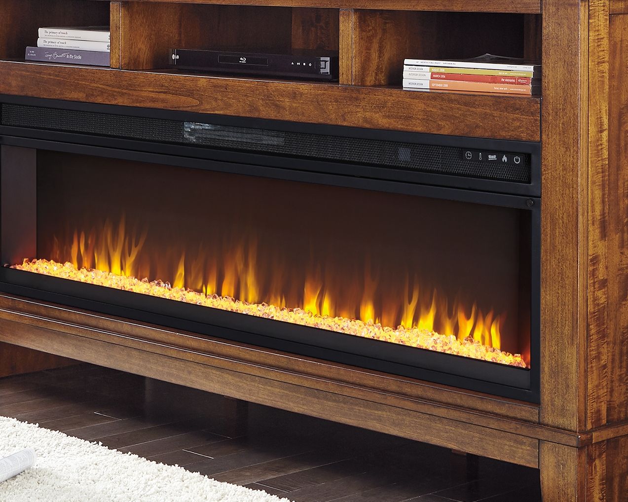 Entertainment Accessories - Wide Fireplace Insert - Black