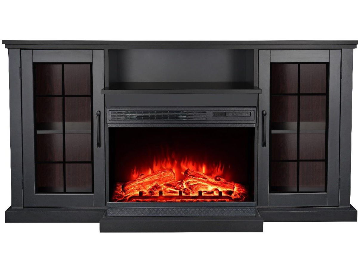 Vitara 59" TV Stand With Fireplace - Black
