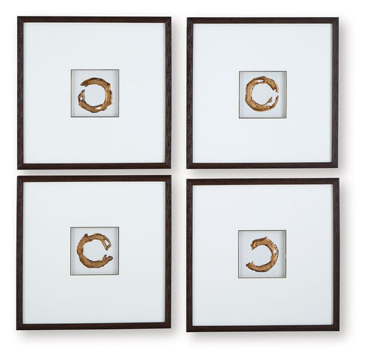 Dallbourne - White / Gold Finish - Wall Art Set (Set of 4)