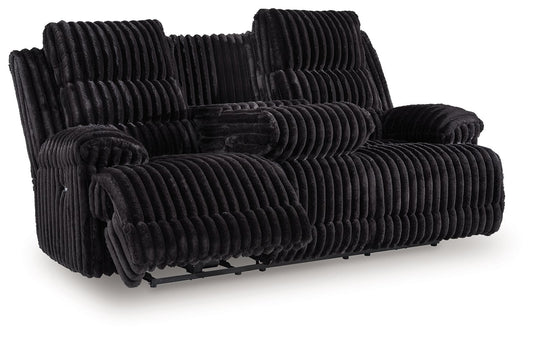 Rhine Falls - Onyx - Reclining Power Sofa With Drop Down Table