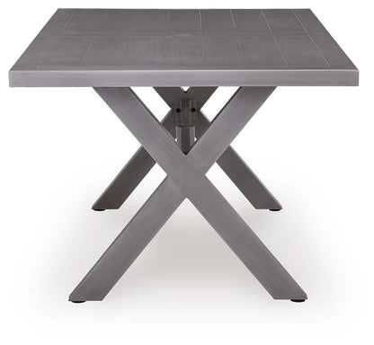 Half Moon Beach - Rectangular Dining Table With Umbrella Option - Gray