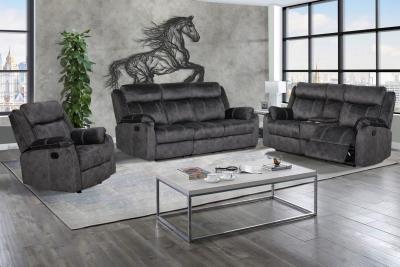 GLOBAL Reclining Loveseat w/ Storage Drawer Granite