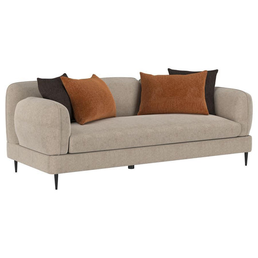 Jade - Chenille Upholstered Sculpted Track Arm Sofa - Latte
