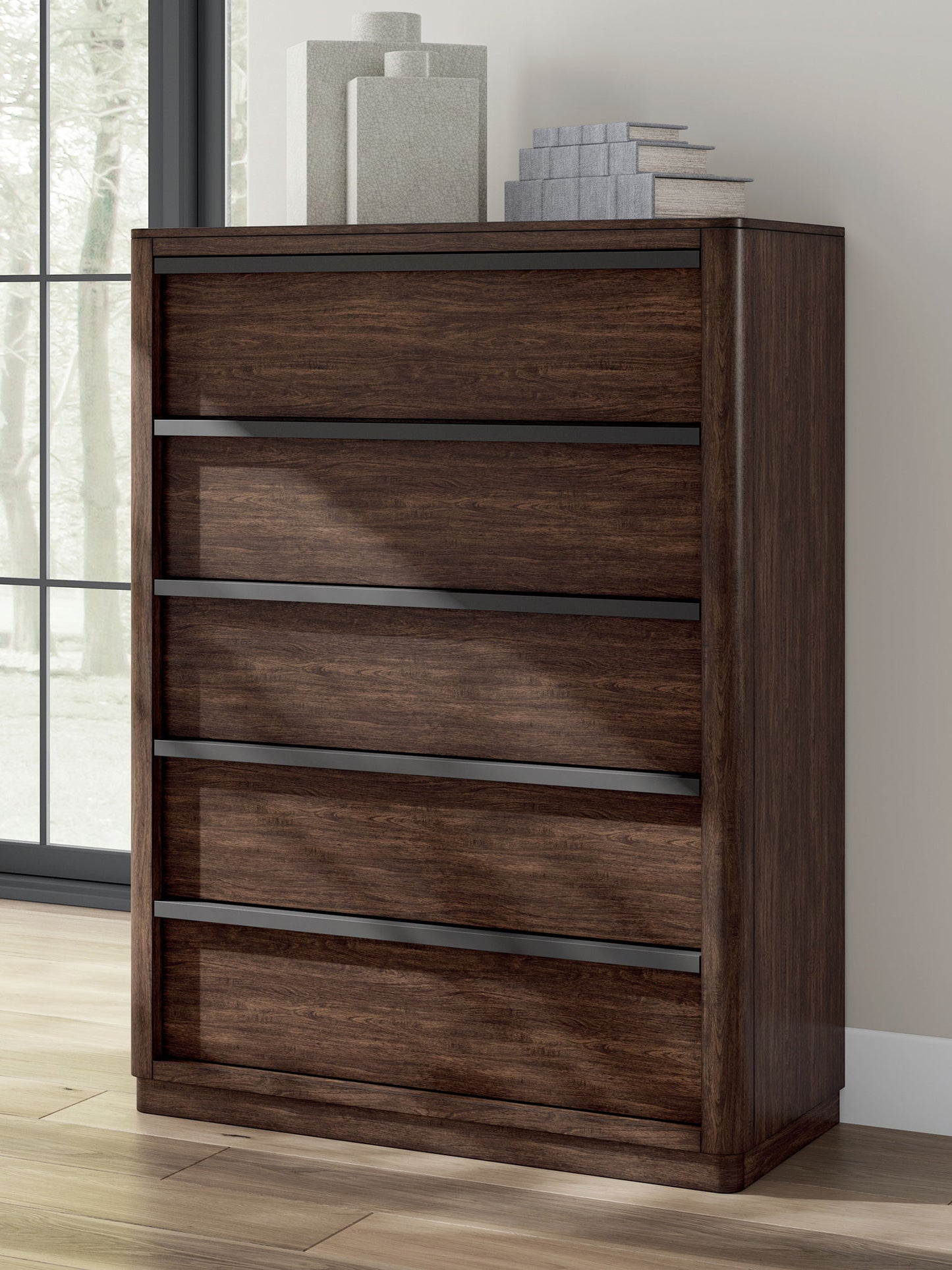 Dilenno - Five Drawer Chest - Dark Brown