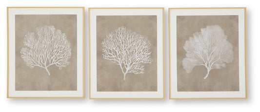 Hendridge - Taupe / White - Wall Art Set (Set of 3)