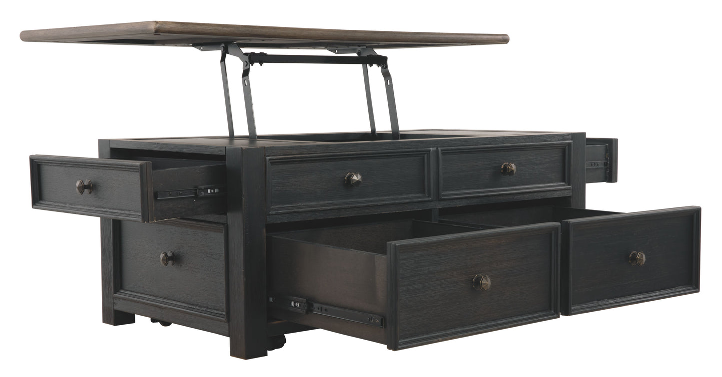 Tyler Creek - Grayish Brown / Black - Lift Top Cocktail Table