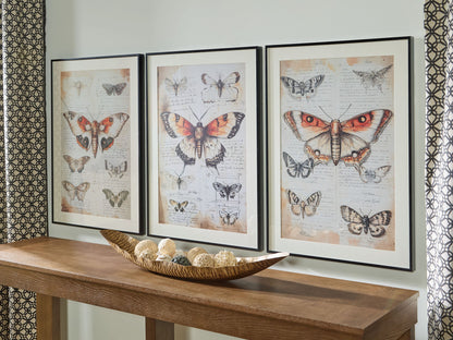 Jossletts - Orange / Black / Ivory - Wall Art Set (Set of 3)