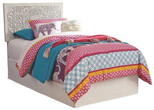Paxberry - Whitewash - Twin Panel Headboard with Bolt on Bed Frame