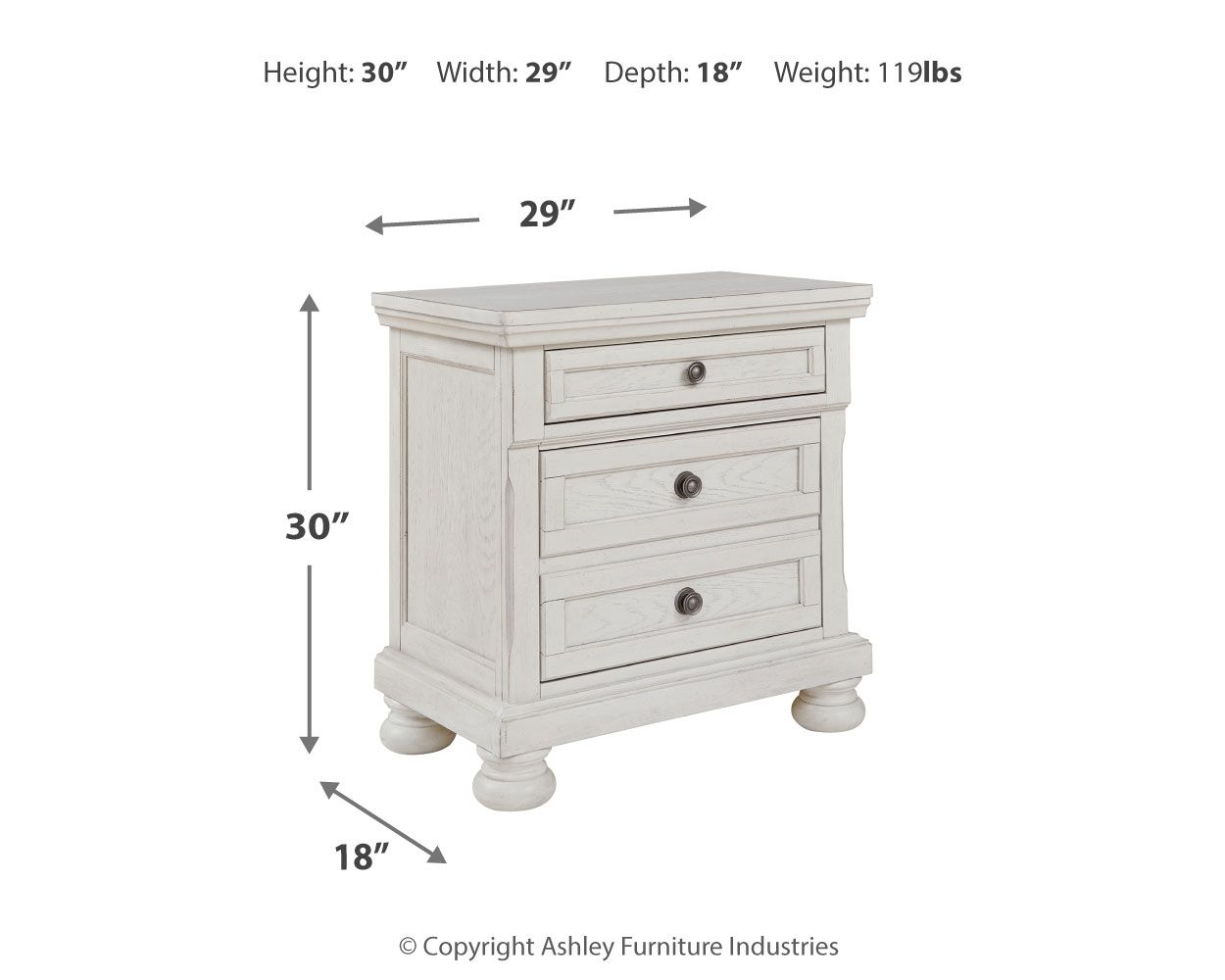 Robbinsdale - Two Drawer Night Stand - Antique White