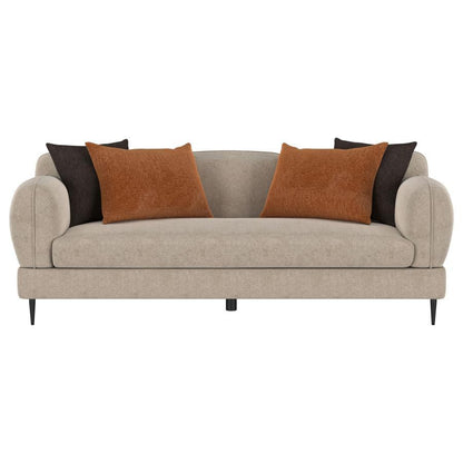 Jade - Chenille Upholstered Sculpted Track Arm Sofa - Latte