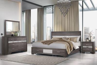 GLOBAL Seville 3 Drawer Nightstand Malamine Grey