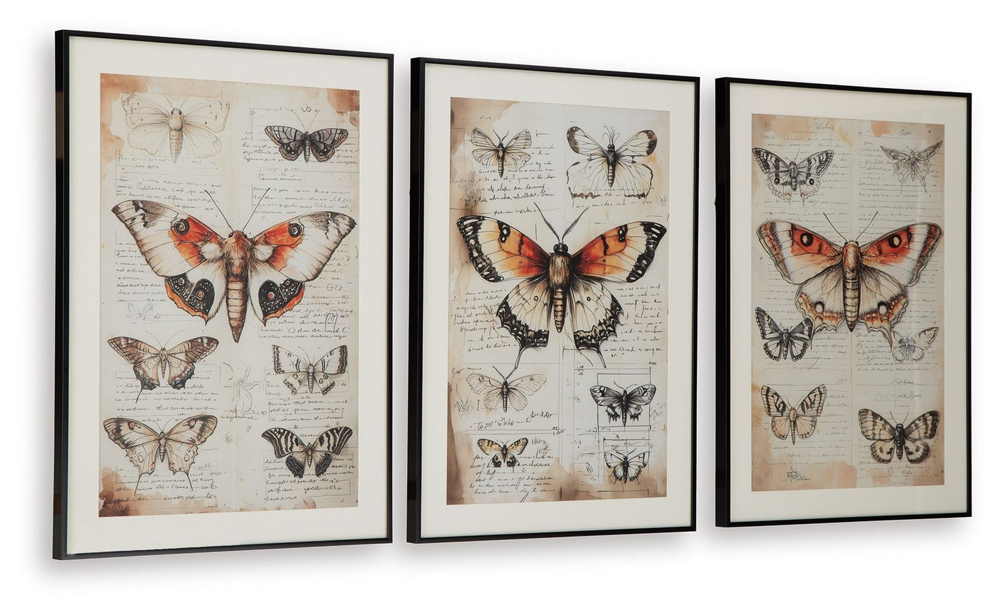 Jossletts - Orange / Black / Ivory - Wall Art Set (Set of 3)