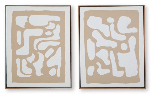 Waldett - Beige / White - Wall Art Set (Set of 2)
