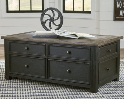 Tyler Creek - Grayish Brown / Black - Lift Top Cocktail Table