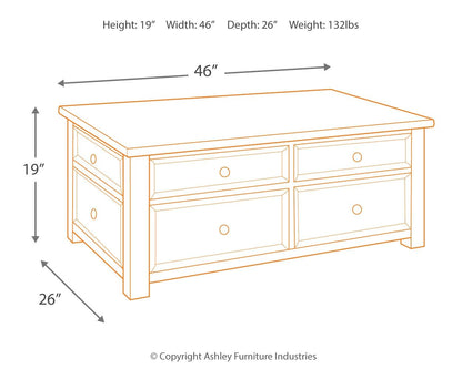 Tyler Creek - Grayish Brown / Black - Lift Top Cocktail Table