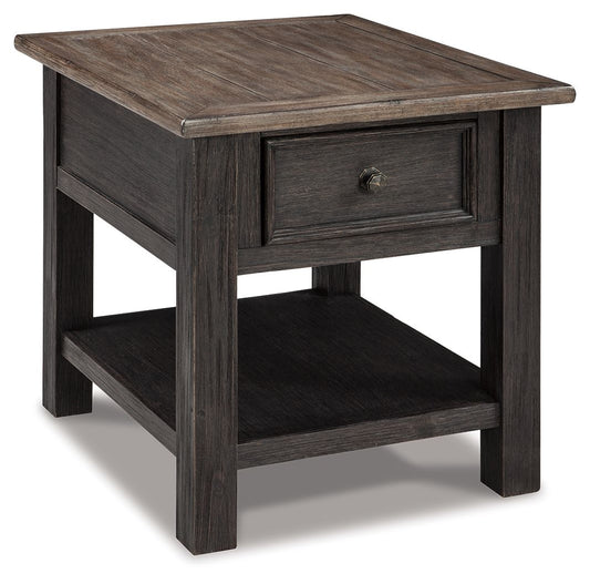 Tyler Creek - Grayish Brown / Black - Rectangular End Table