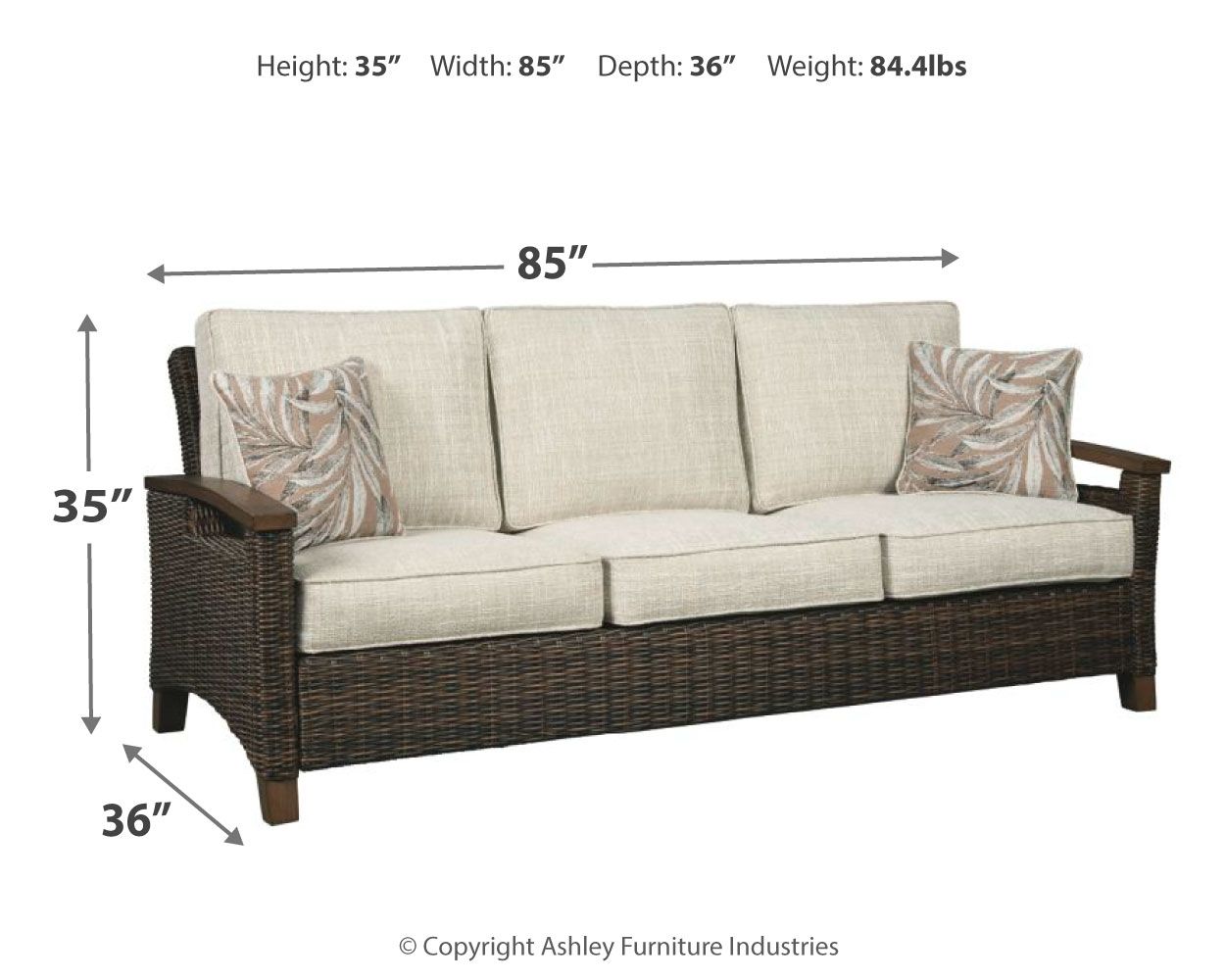 Paradise Trail - Medium Brown - Sofa with Cushion