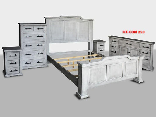 TEXAS Rustic San Antonio 9 Drawer Dresser Ice White