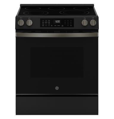 GE 30 Inch Slide-In Electric Range Black Stainless Steel
