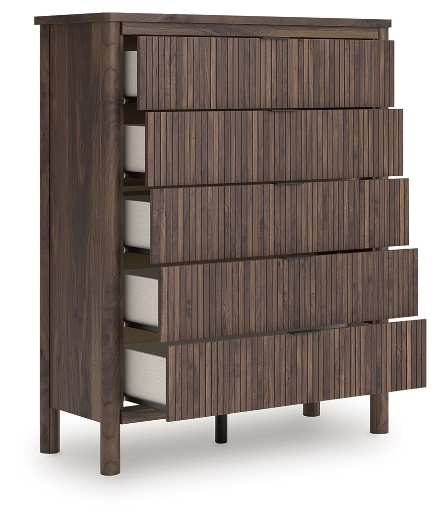 Pamytta - Brown - Five Drawer Wide Chest