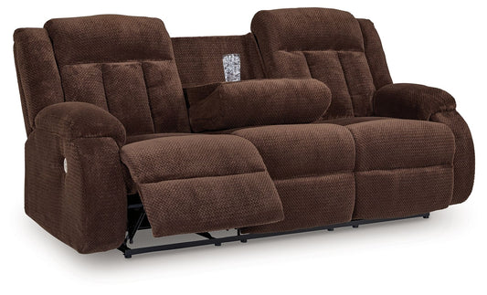 Free Wake - Chocolate - Reclining Power Sofa With Drop Down Table
