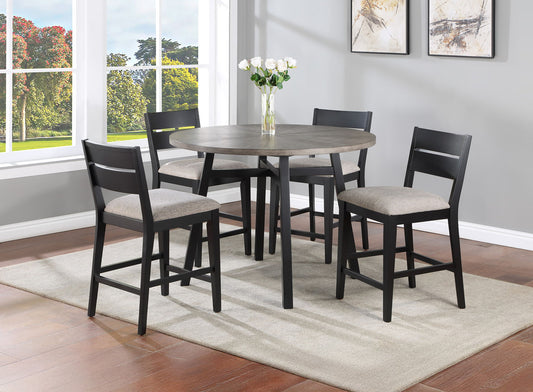 Mathis - 5 Piece Counter Dining Room Set - Black / Gray