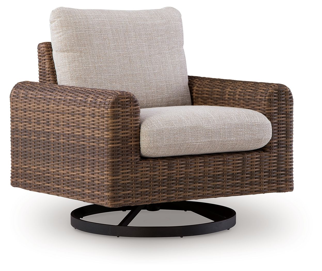 Dolan Creek - Swivel Lounge With Cushion - Gray / Brown