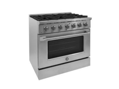 BRAMA 36 Inch Slide-In Dual Fuel Range Stainless Steel
