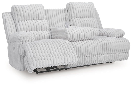 Rhines Falls - Alloy - Reclining Power Sofa With Drop Down Table