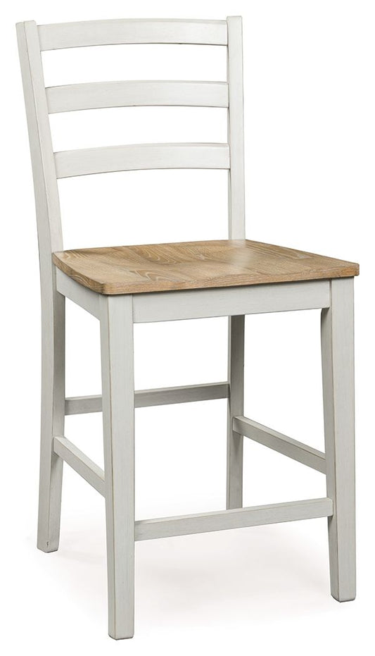 Purlaney - Antique White / Natural - Barstool (Set of 2)