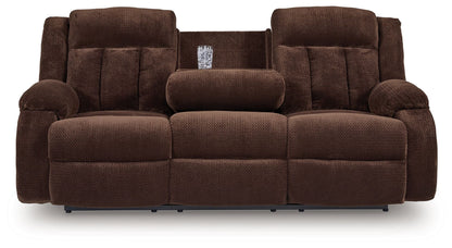 Free Wake - Chocolate - Reclining Power Sofa With Drop Down Table