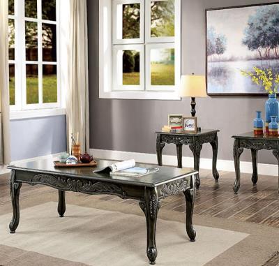 CONTINENTAL 3 Piece Carved Table Set Grey