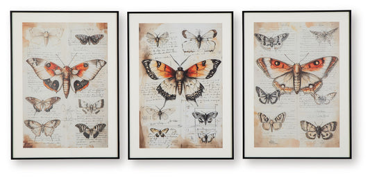 Jossletts - Orange / Black / Ivory - Wall Art Set (Set of 3)